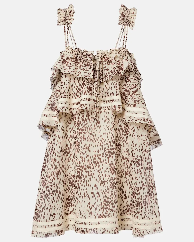 ATTICO Bedrucktes Minikleid aus Baumwolle Weiß