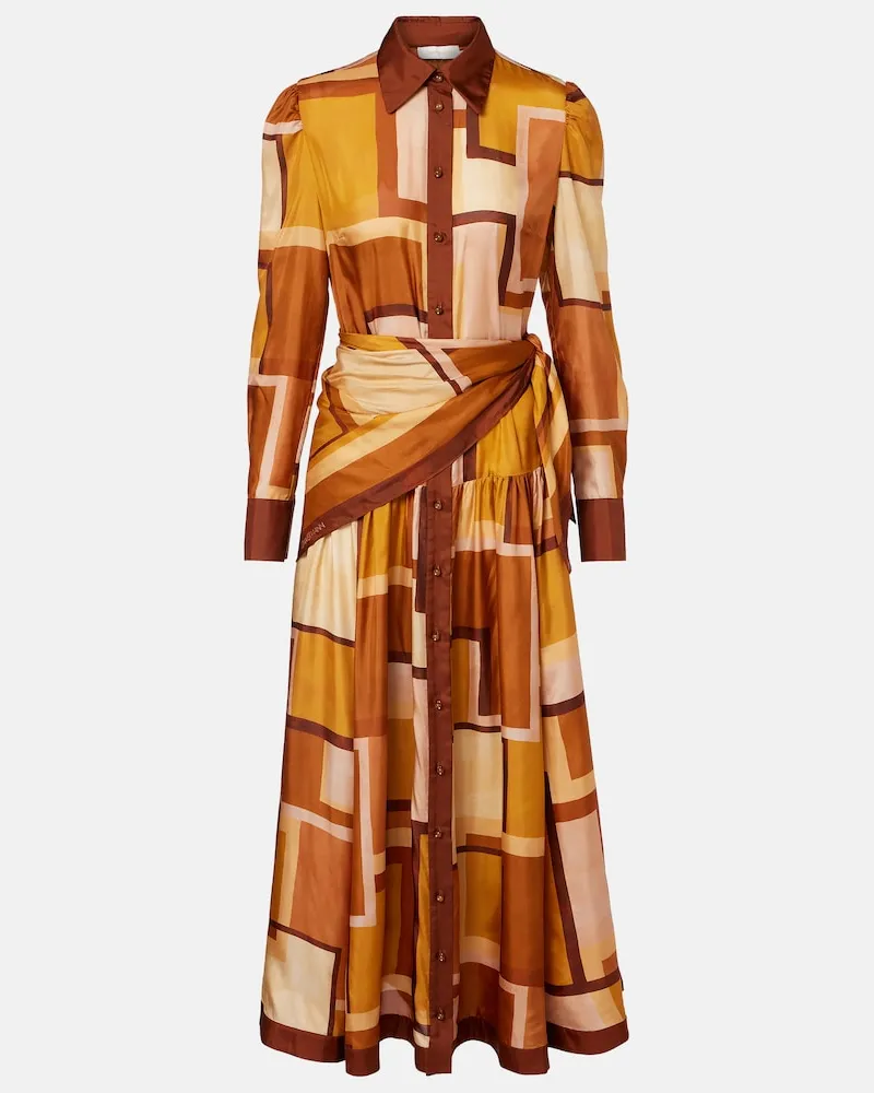 Zimmermann Hemdblusenkleid Como aus Seide Multicolor