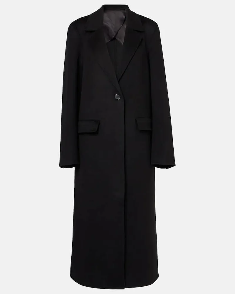Totême Mantel Classic Doublé aus Wolle Schwarz