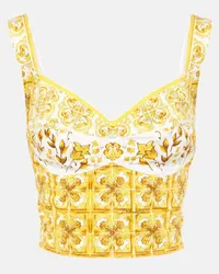 Dolce & Gabbana Bustier-Top Majolica aus Popeline Gelb