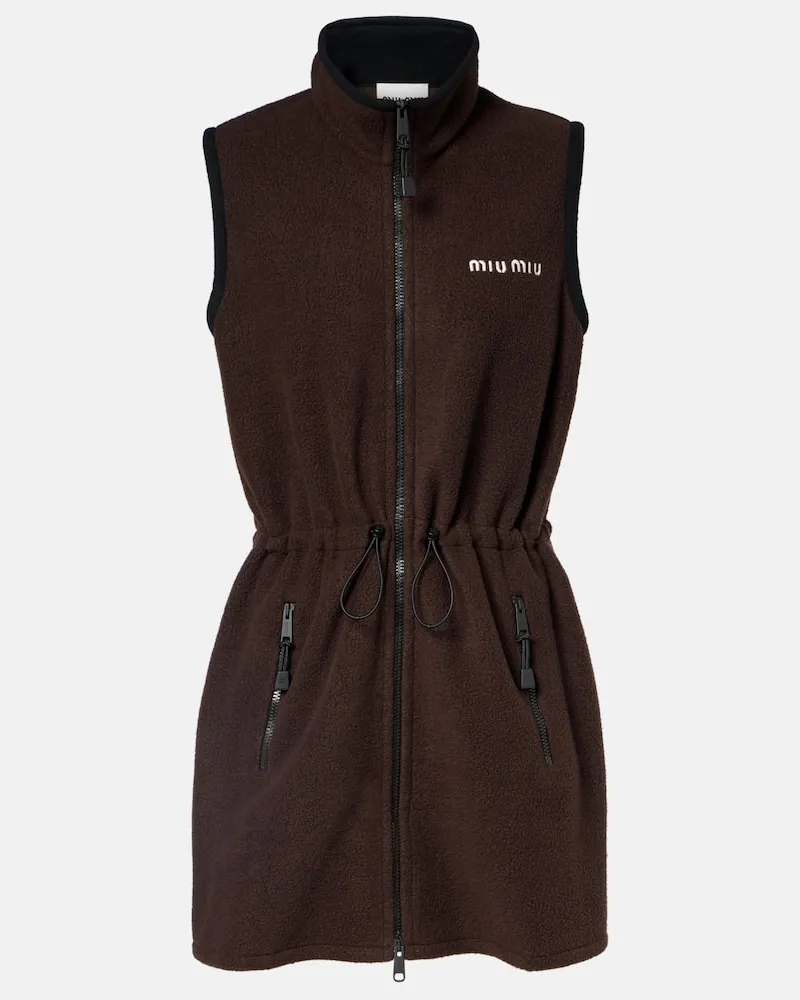 Miu Miu Minikleid aus Fleece Braun