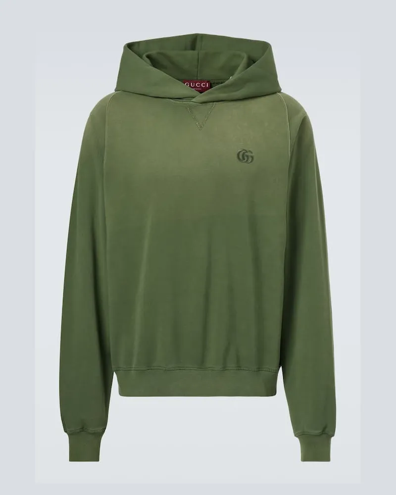 Gucci Hoodie Double G aus Baumwoll-Jersey Grün