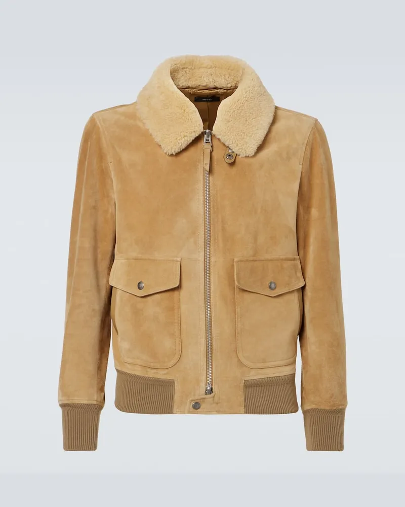 Tom Ford Blouson aus Veloursleder mit Shearling Beige