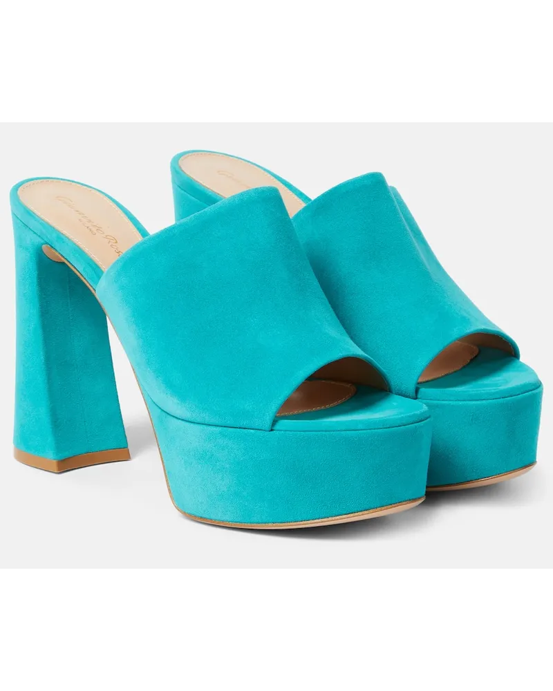 Gianvito Rossi Pantoletten Holly aus Veloursleder Blau