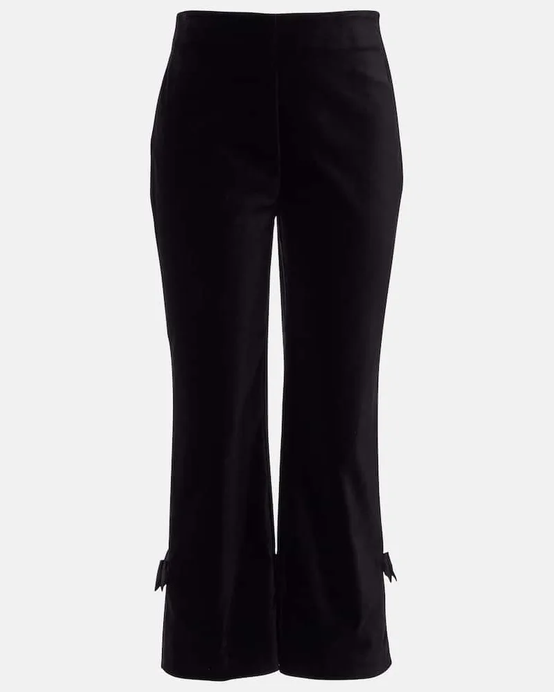 Posse Cropped-Hose Quincy aus Baumwollsamt Schwarz