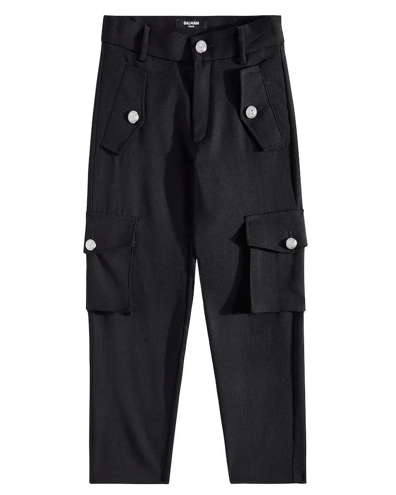 Balmain Cargohose aus Wolle Schwarz
