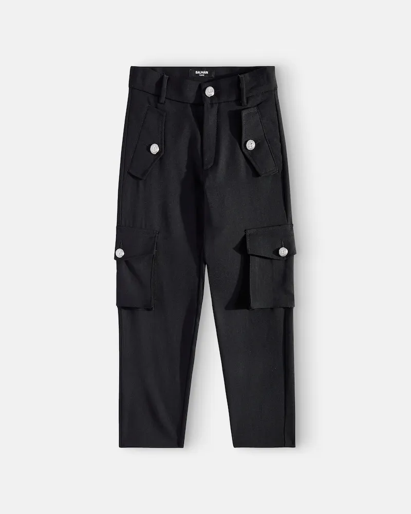 Balmain Cargohose aus Wolle Schwarz