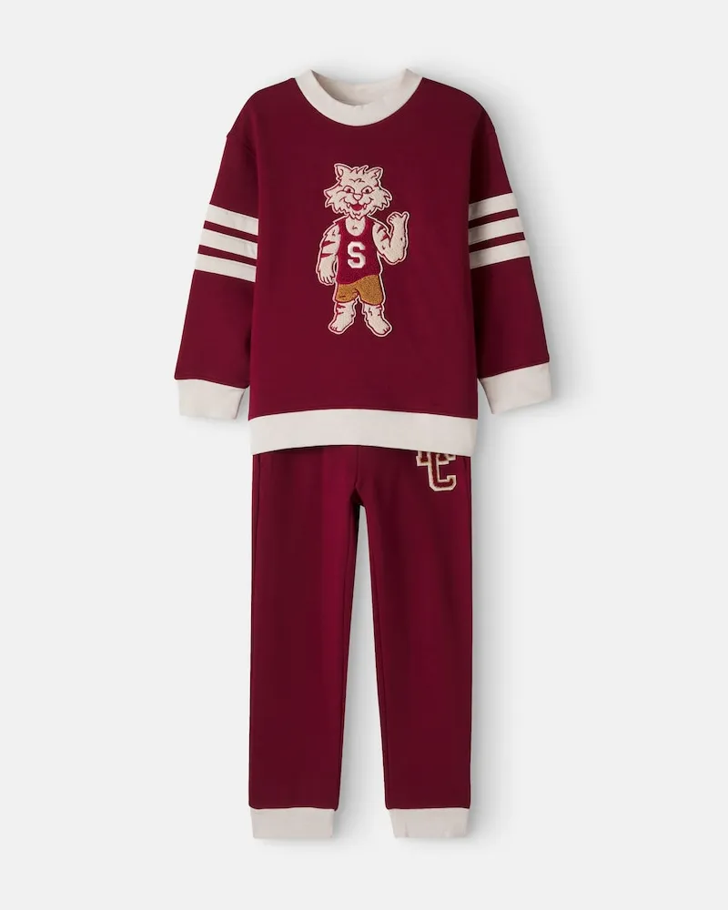 Stella McCartney Kids Besticktes Set aus Sweatshirt und Jogginghose Burgunderrot