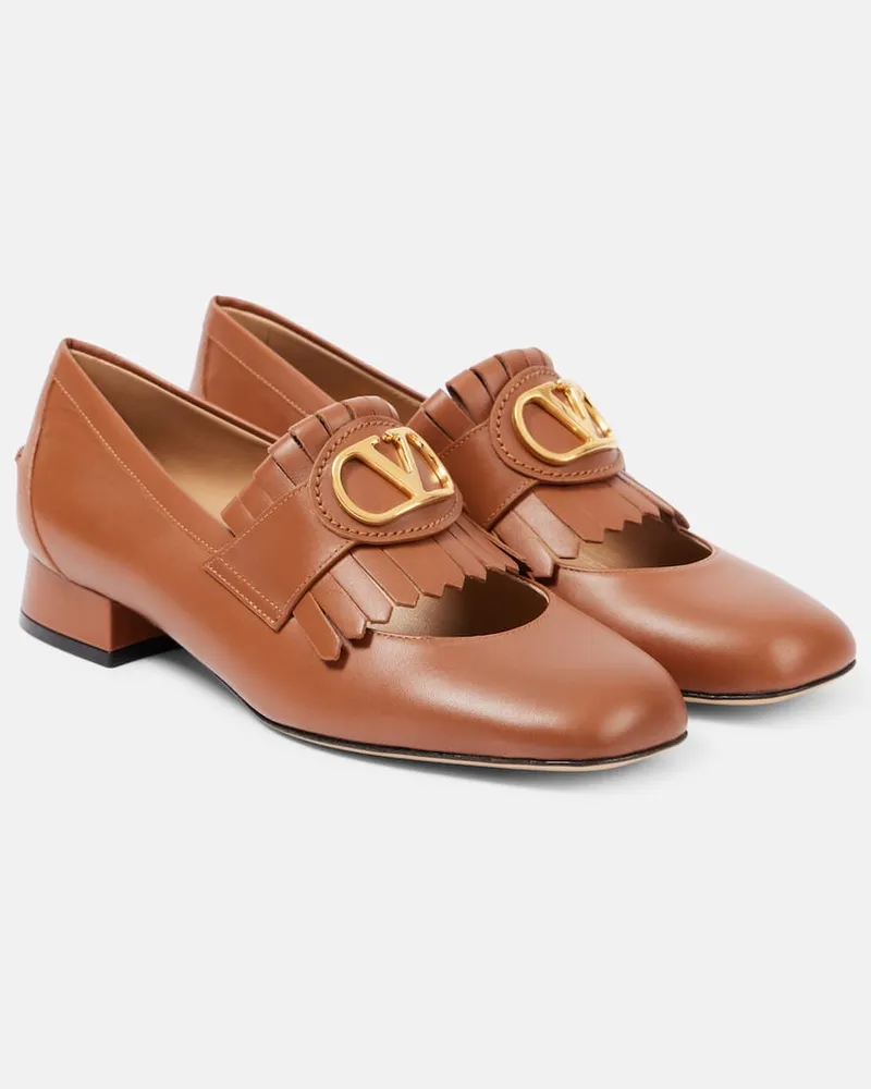 Valentino Garavani Loafer-Pumps VLogo Signature aus Leder Braun