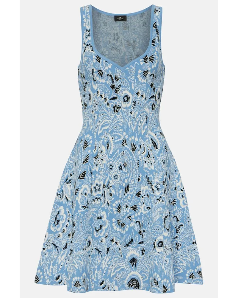 Etro Minikleid aus Jacquard Blau