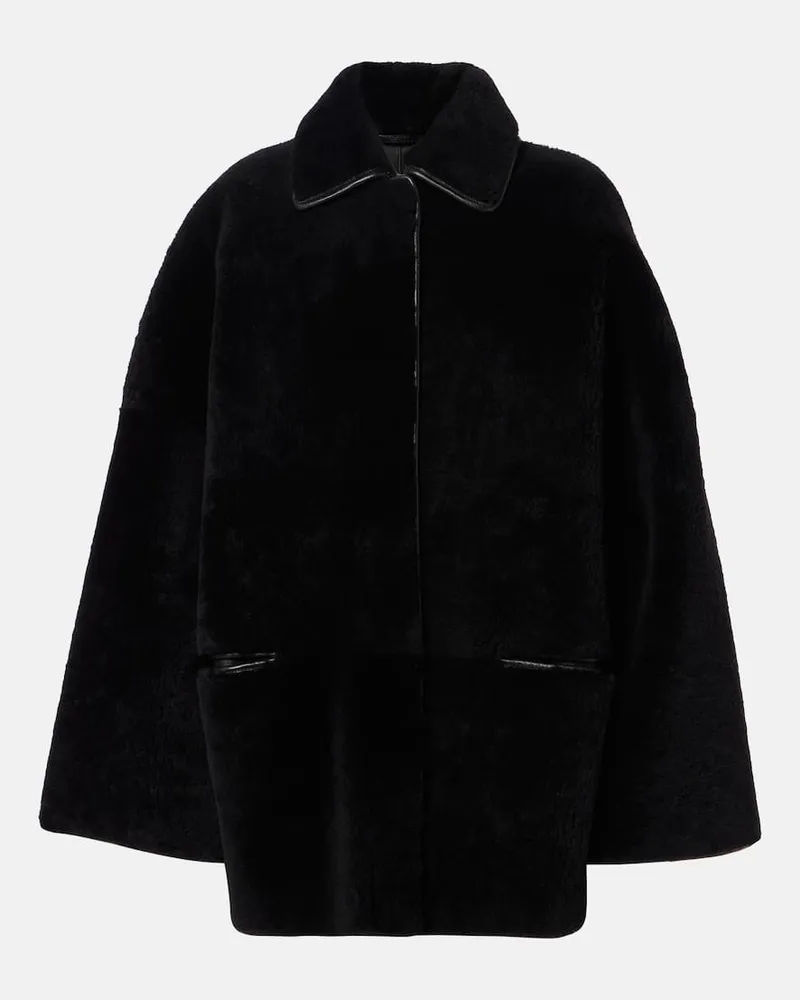 Totême Oversize-Jacke aus Shearling Schwarz