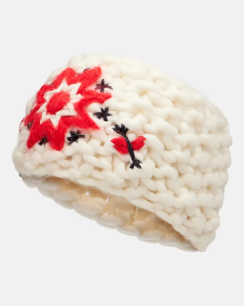 Moncler Bestickter Stirnband aus einem Wollgemisch Weiß