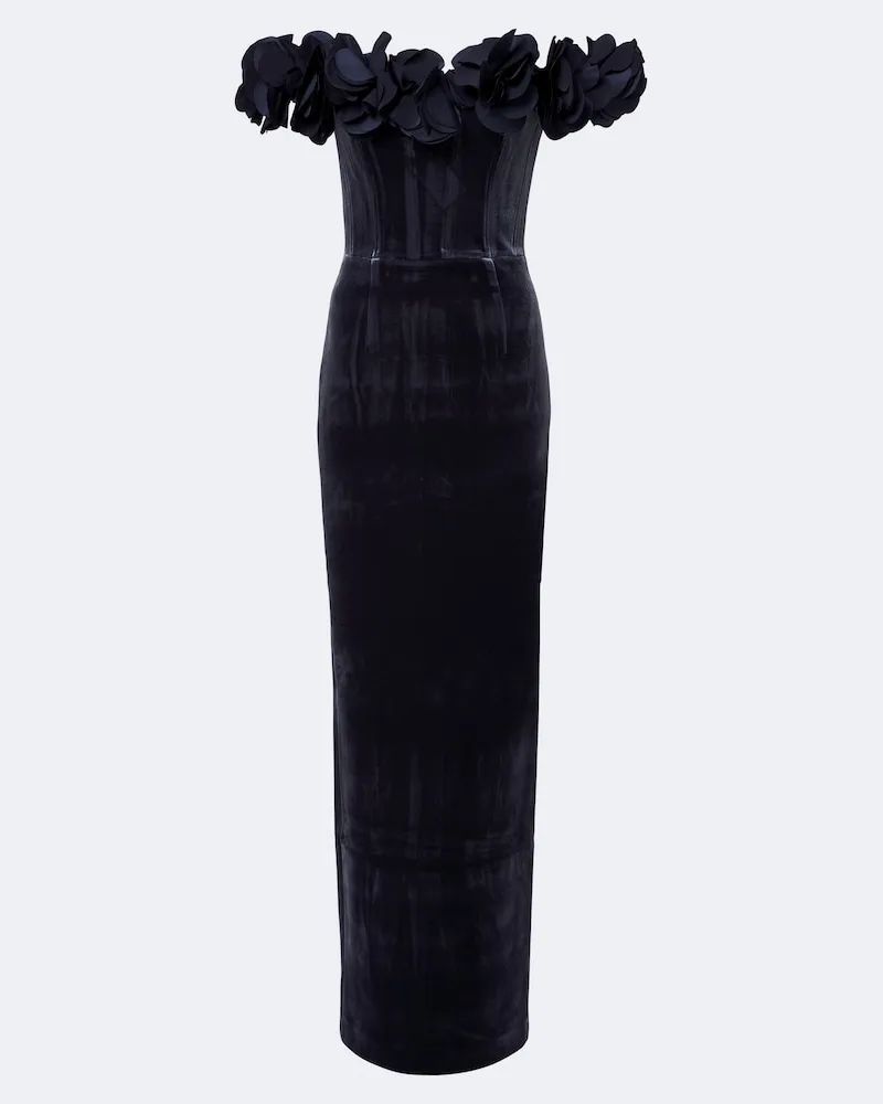 Rebecca Vallance Bustier-Robe Rosette aus Samt Blau