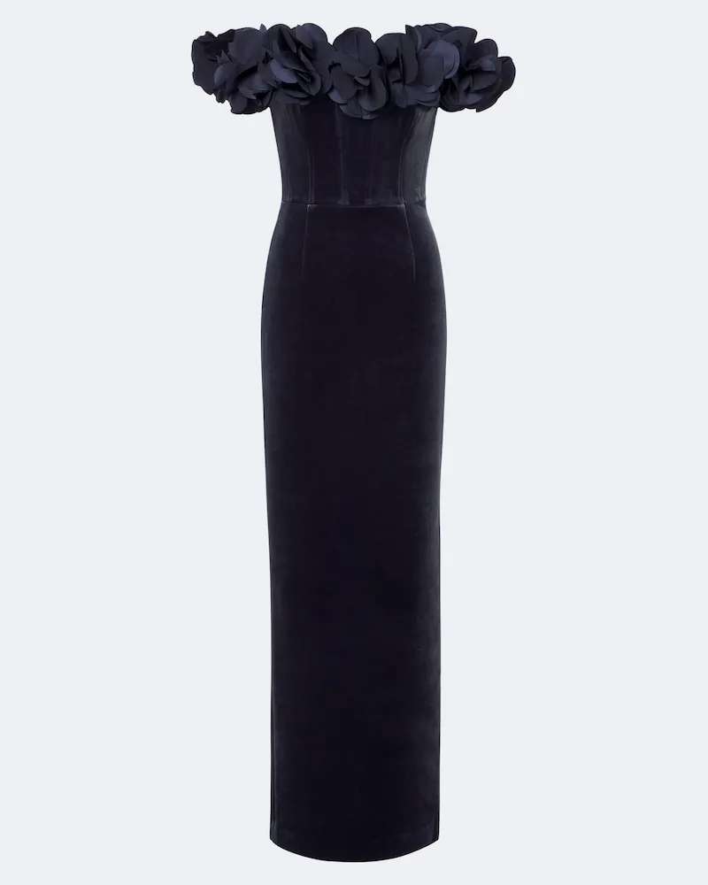 Rebecca Vallance Bustier-Robe Rosette aus Samt Blau