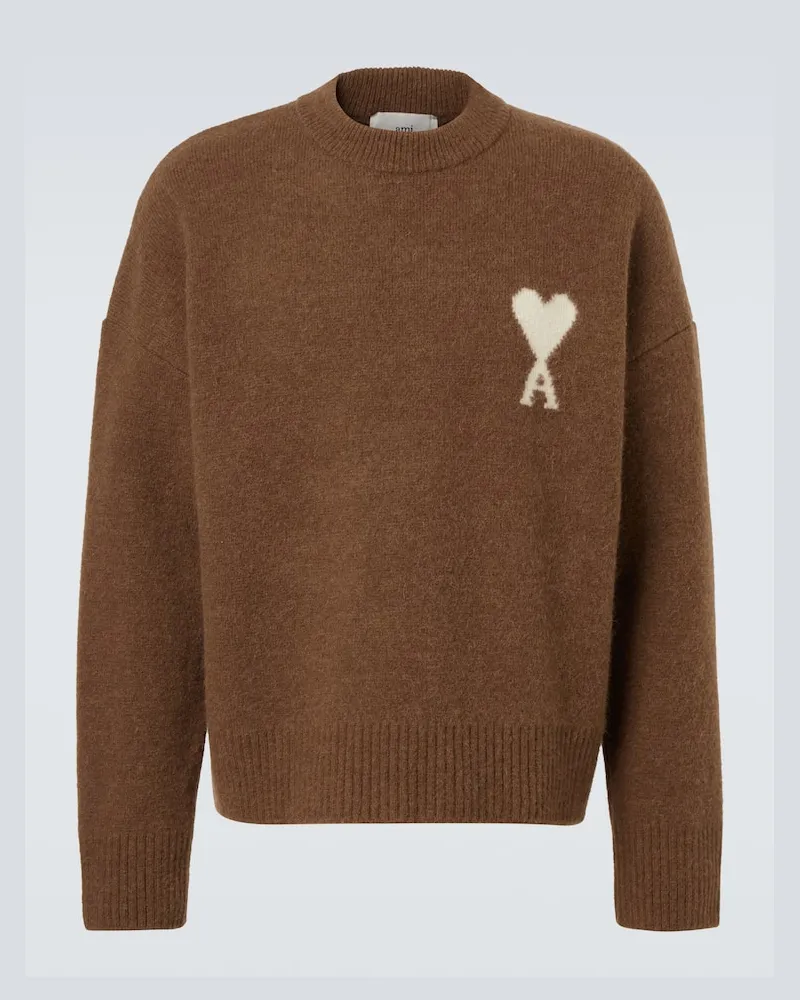 AMI Paris Pullover Ami de Cœur aus einem Alpakawollgemisch Braun