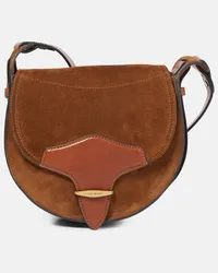 Isabel Marant Schultertasche Botsy aus Veloursleder Braun