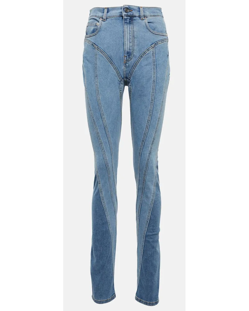 Thierry Mugler High-Rise Skinny Jeans Blau