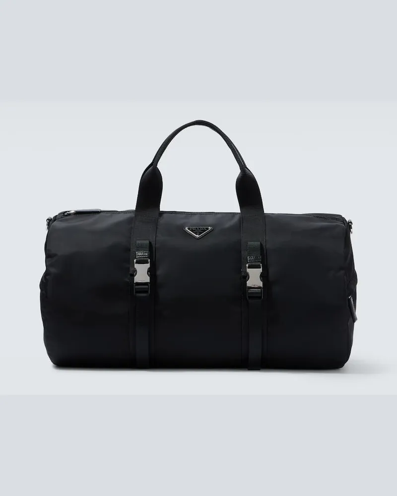 Prada Weekender aus Re-Nylon mit Leder Schwarz
