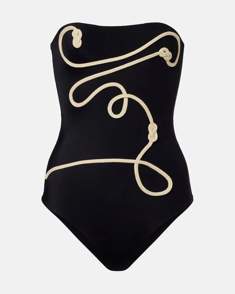 Johanna Ortiz Badeanzug Palmy Texture Schwarz