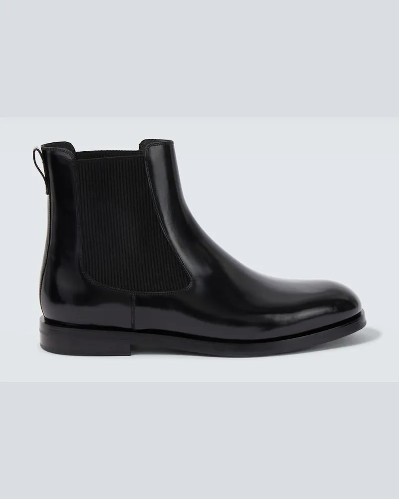 Manolo Blahnik Chelsea Boots Sempione aus Leder Schwarz