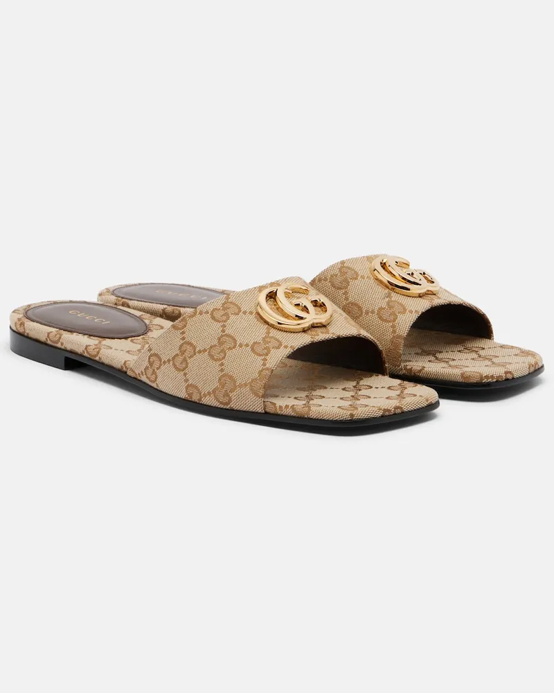 Gucci Pantoletten Double G GG Canvas Beige