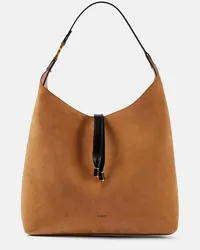 Chloé Chloe Schultertasche Marcie Small aus Veloursleder Nude