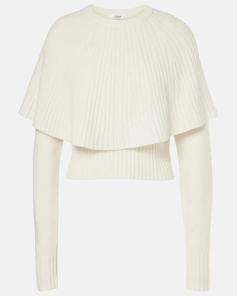 Chloé ChloÃ© Top aus Wolle und Kaschmir Weiã