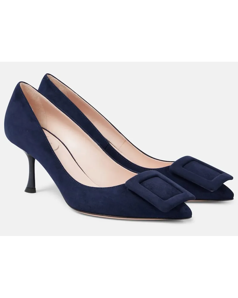 Roger Vivier Pumps Viv' in the City 65 aus Veloursleder Blau