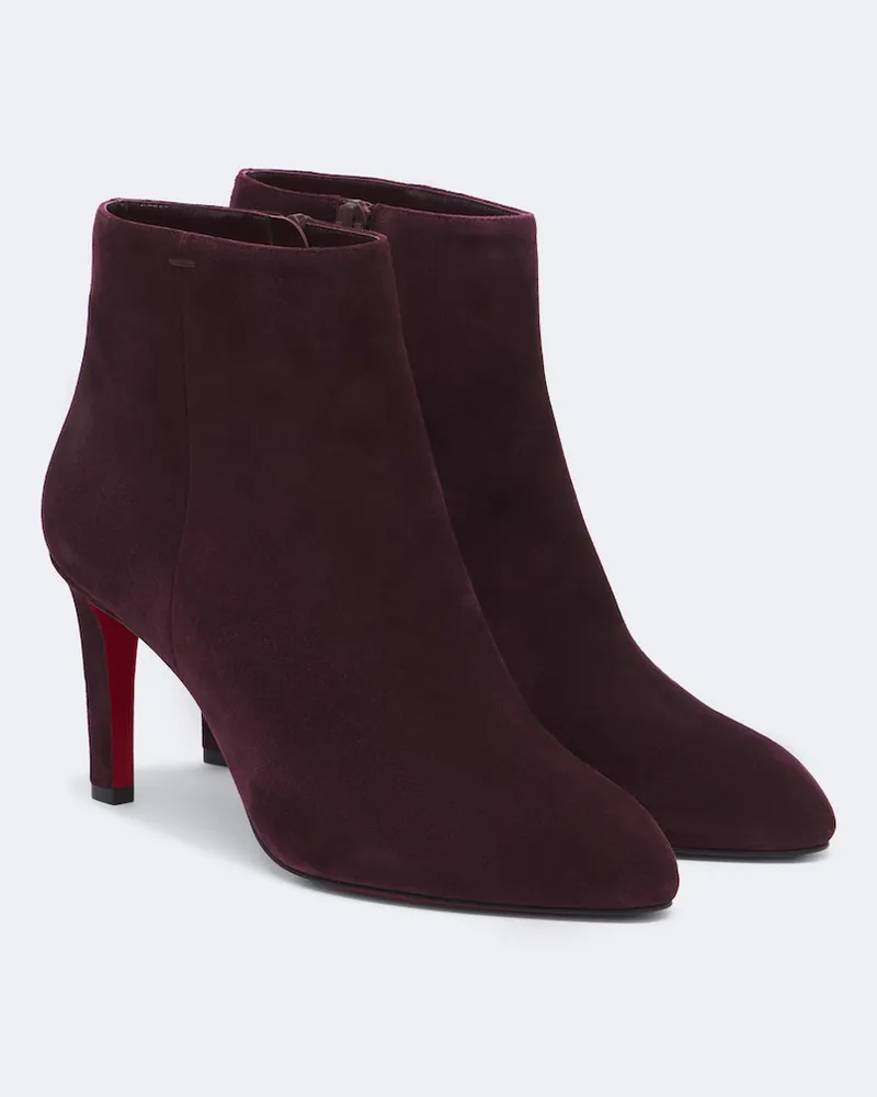 Christian Louboutin Ankle Boots Fannylove aus Veloursleder Burgunderrot