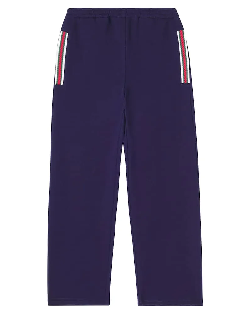 Gucci Jogginghose Web Stripe aus Baumwolle Blau