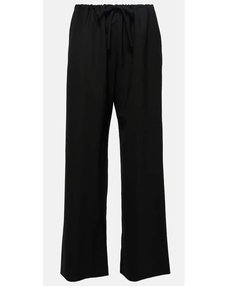 The Row Weite Mid-Rise-Hose Jugi Schwarz