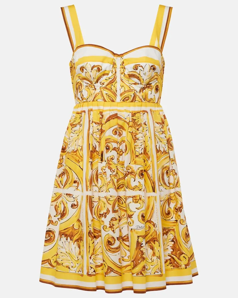 Dolce & Gabbana Minikleid Majolica aus Baumwollpopeline Gelb