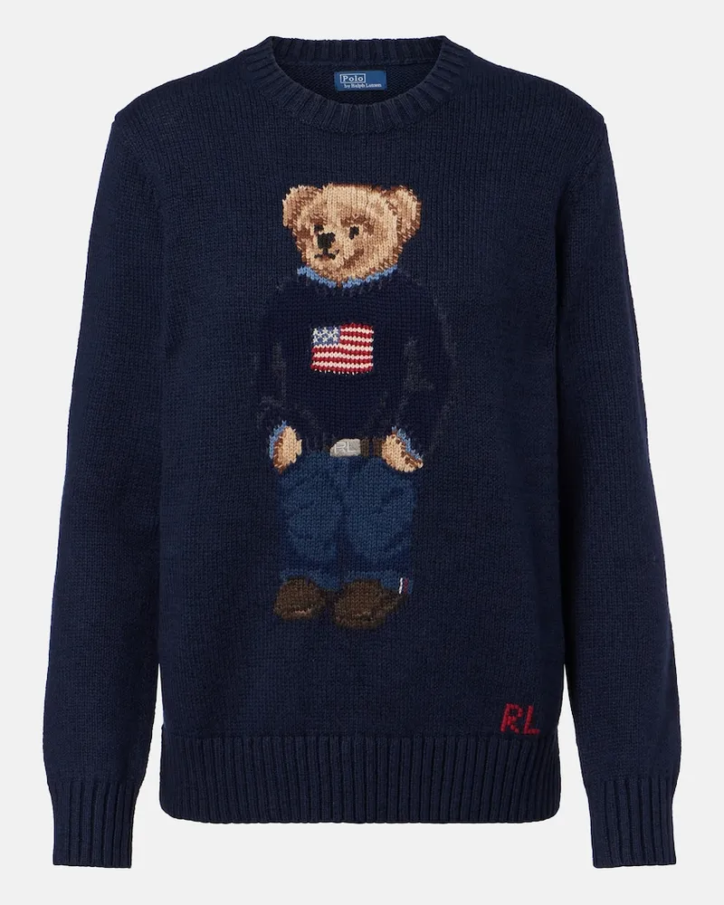 Ralph Lauren Pullover Polo Bear aus Baumwolle und Leinen Blau