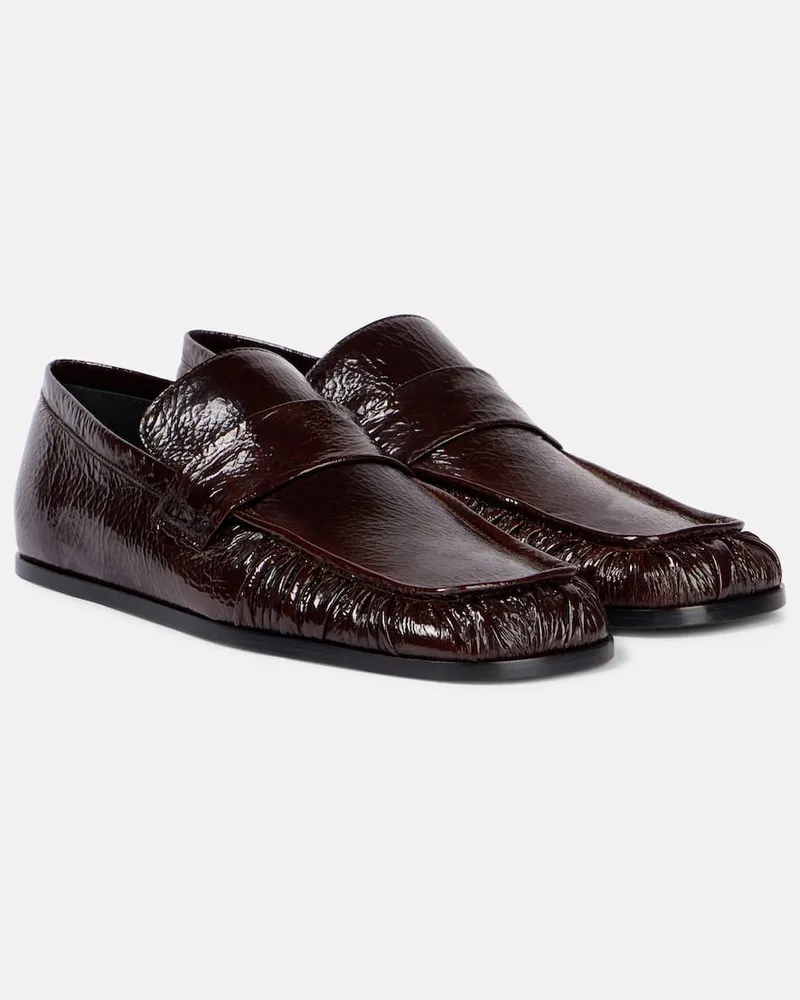Jil Sander Loafers aus Lackleder Braun