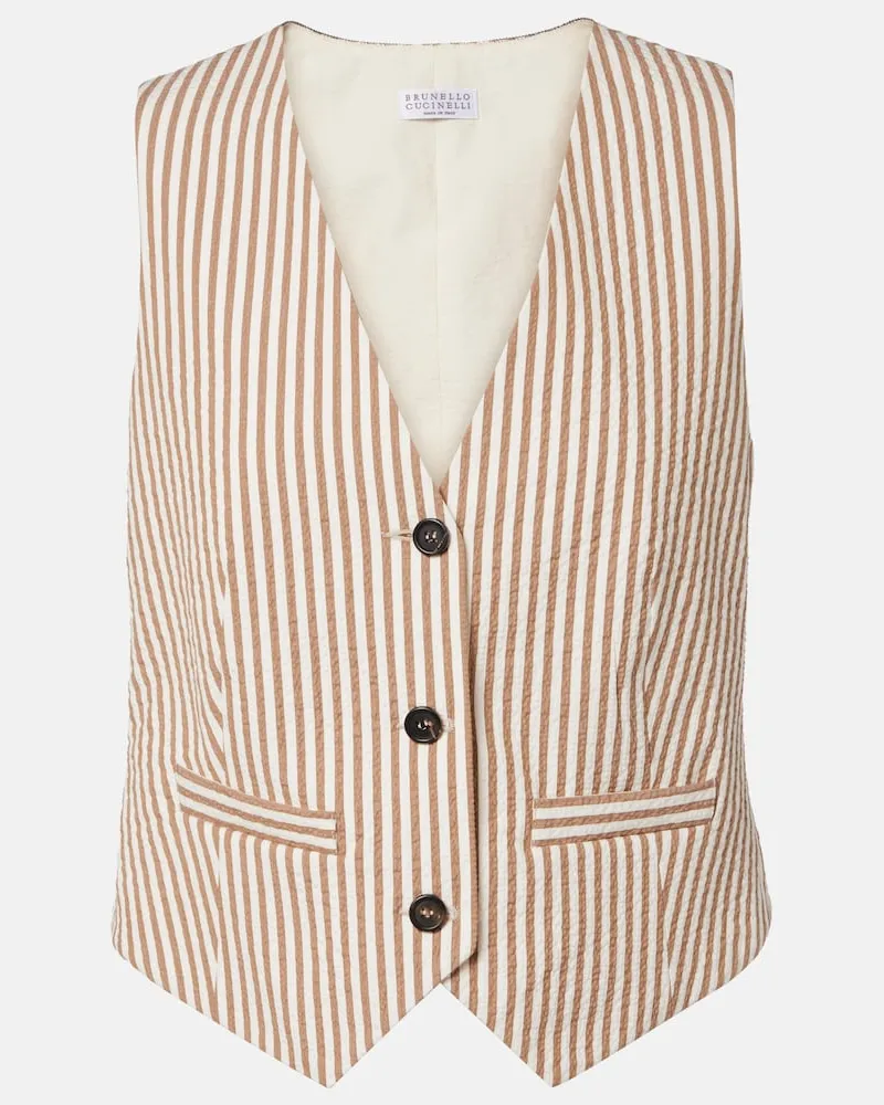 Brunello Cucinelli Weste aus einem Baumwollgemisch Beige