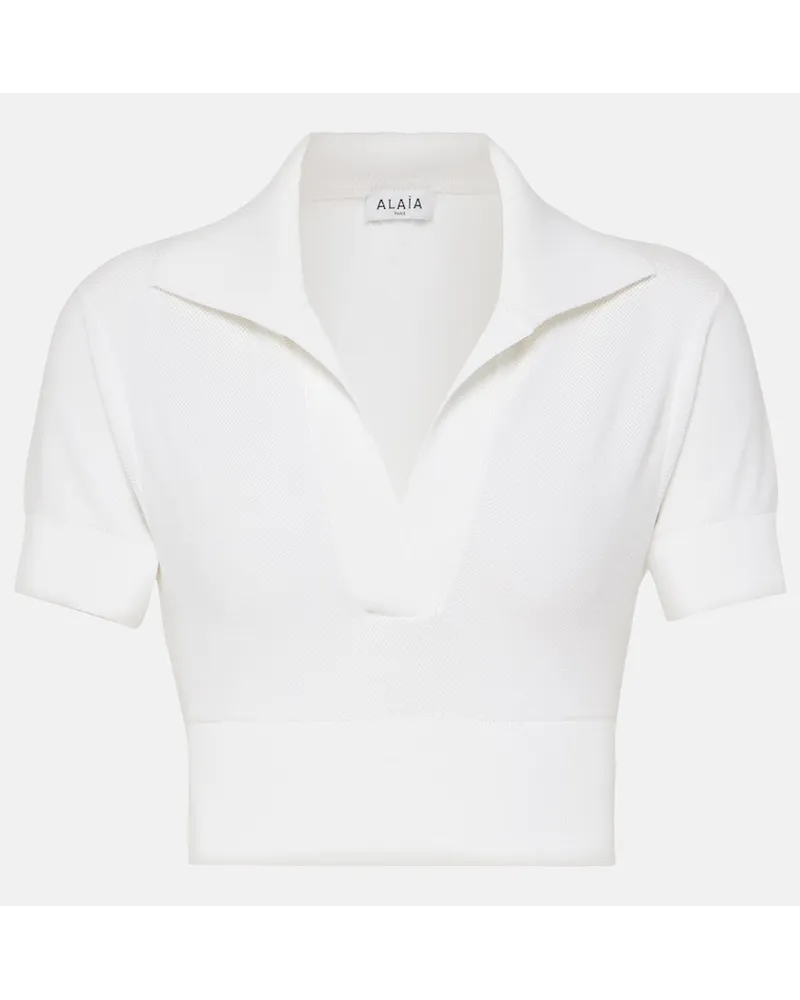 Alaïa Alaia Cropped-Polohemd Weiss