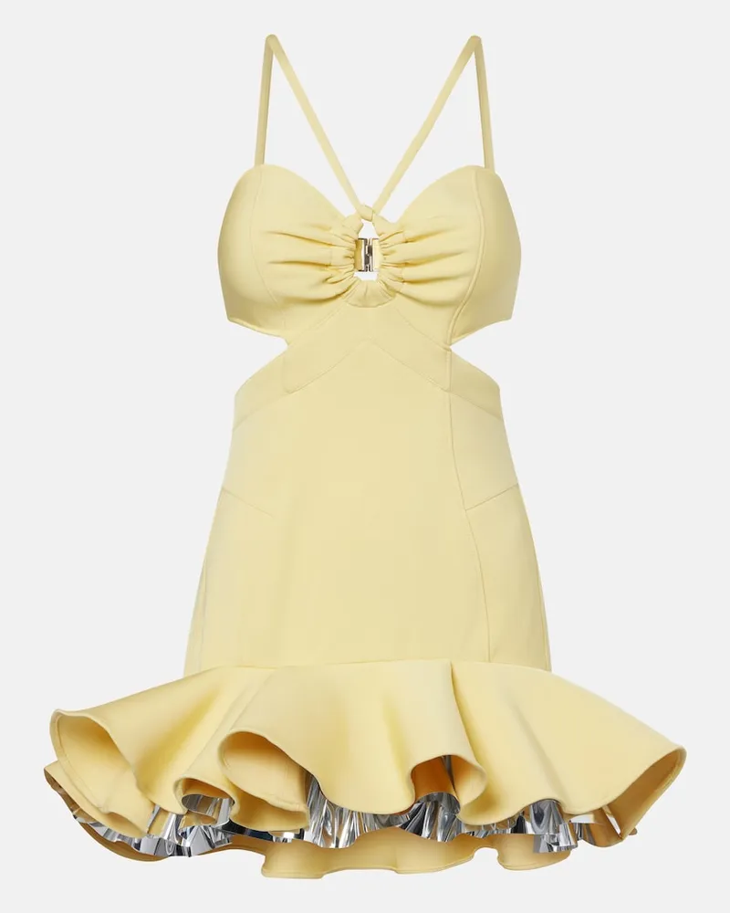 Paco Rabanne Verziertes Minikleid mit Cut-outs Gelb
