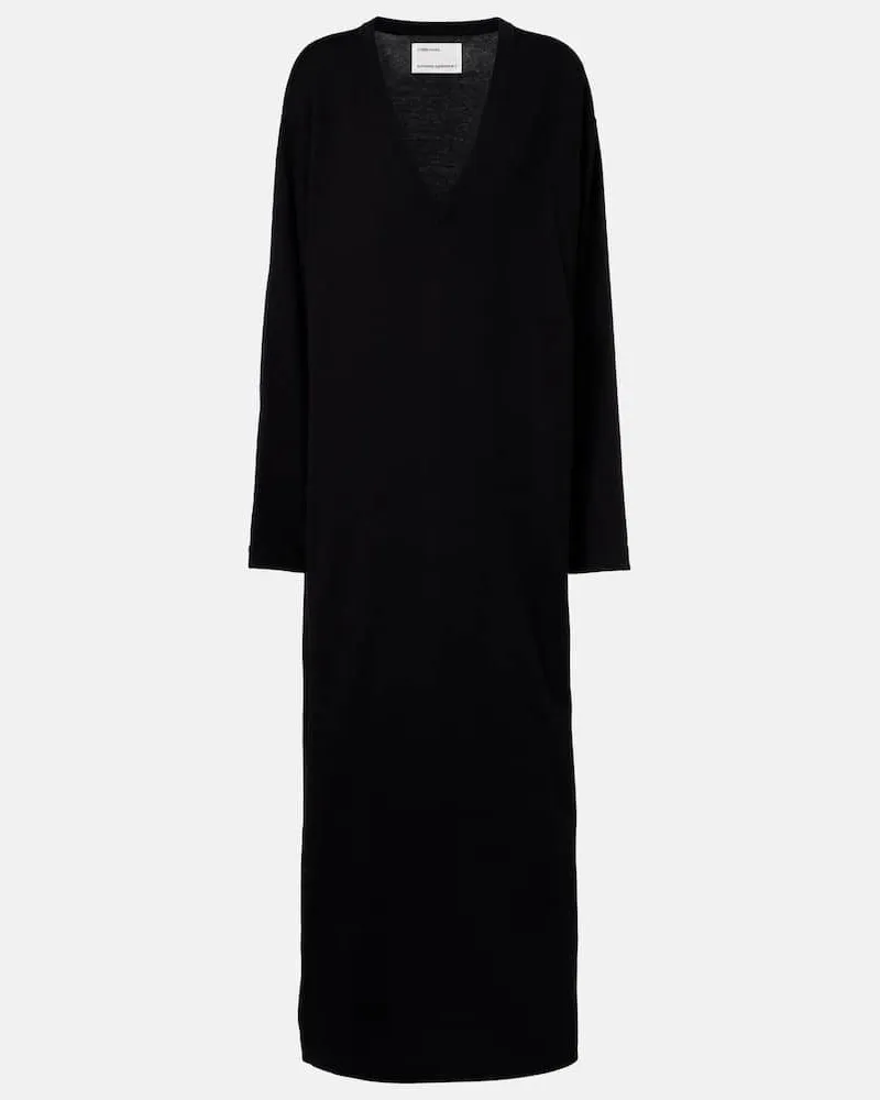 extreme cashmere Maxikleid N°480 Invita aus Baumwolle und Kaschmir Schwarz