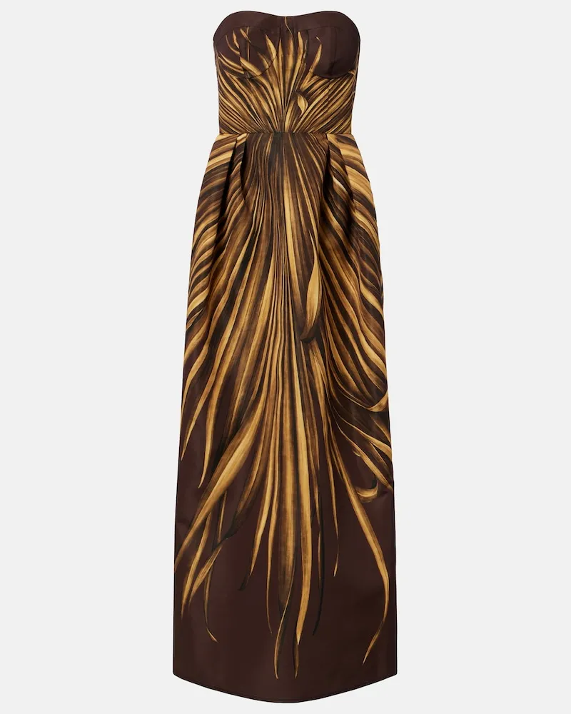 Oscar de la Renta Bedruckte Robe Braun