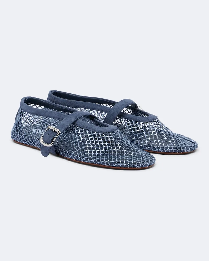 Alaïa Alaïa Verzierte Mry-Jane-Ballerinas aus Netzstoff Blau