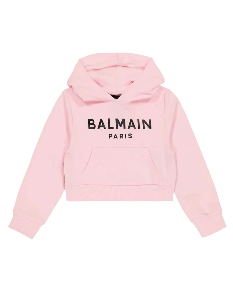 Balmain Hoodie aus Baumwolle Rosa