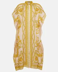 Versace Maxikleid Barocco aus Baumwolle und Seide Gold