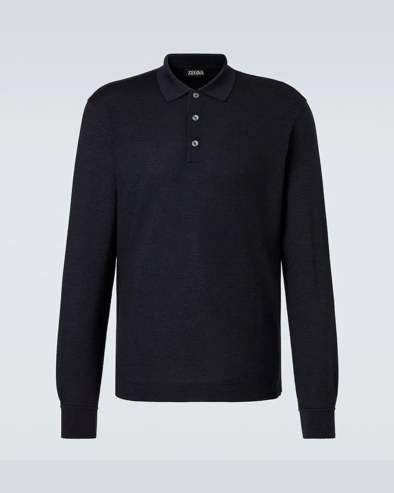 Ermenegildo Zegna Polohemd aus Baumwolle und Seide Blau