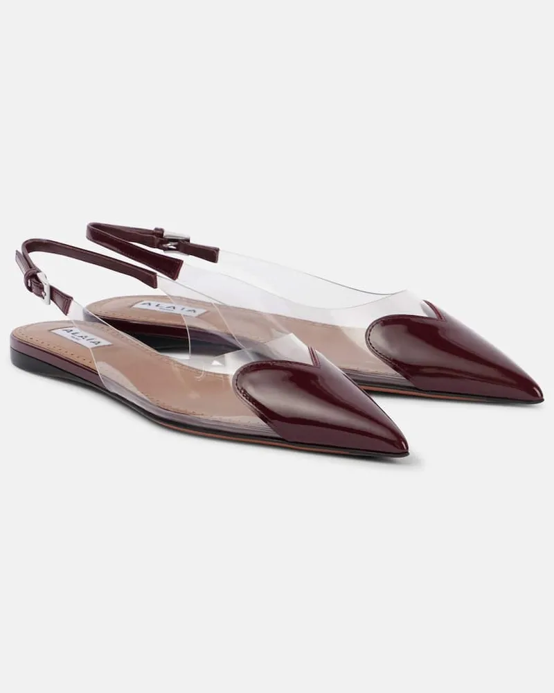 Alaïa Alaïa Slingback-Ballerinas Le Cœur mit Lackleder Burgunderrot