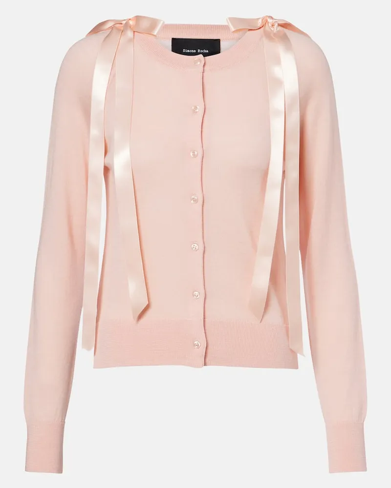 Simone Rocha Cardigan aus Wolle und Seide Pink