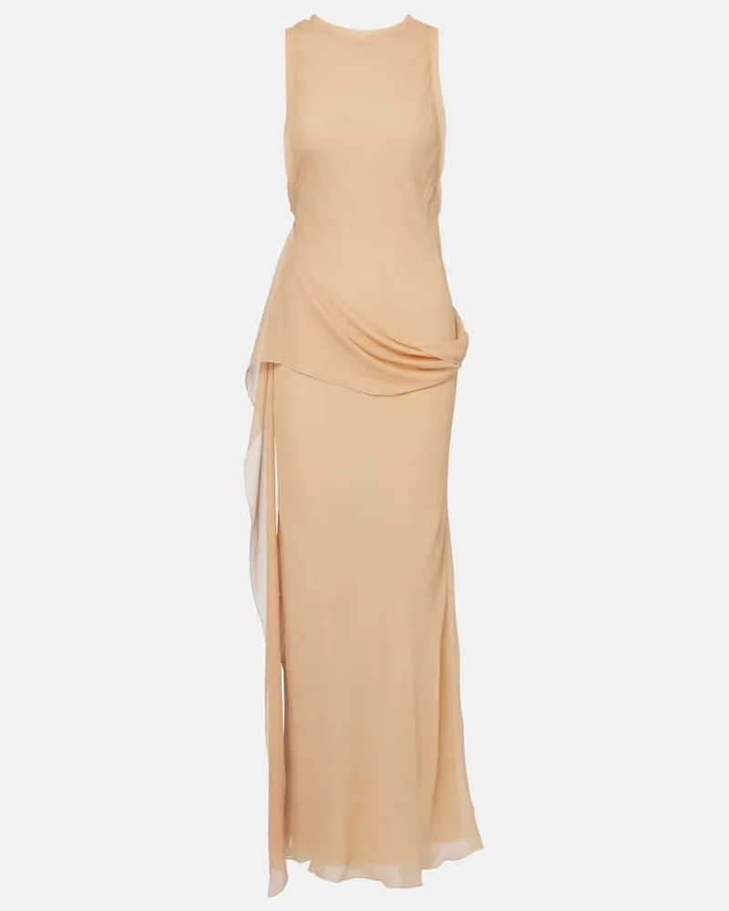 Victoria Beckham Robe aus Seide Beige