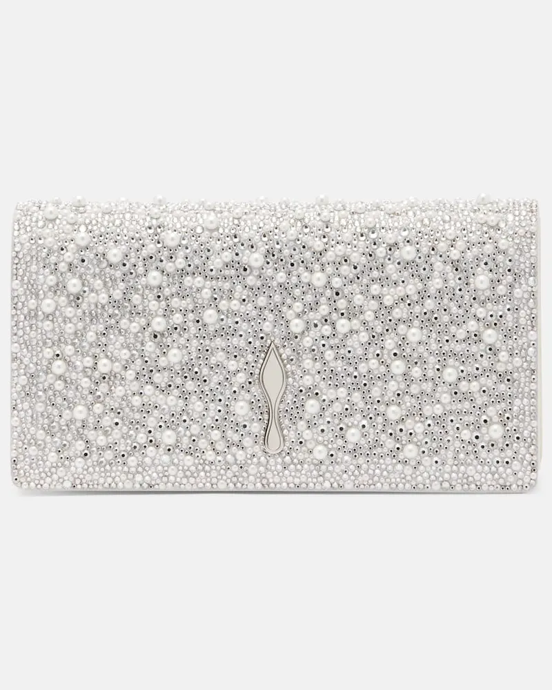 Christian Louboutin Verzierte Clutch Bettina aus Leder Silber