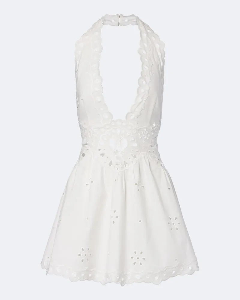 Retrofête Retrofête Minikleid aus einem Baumwollgemisch Weiß