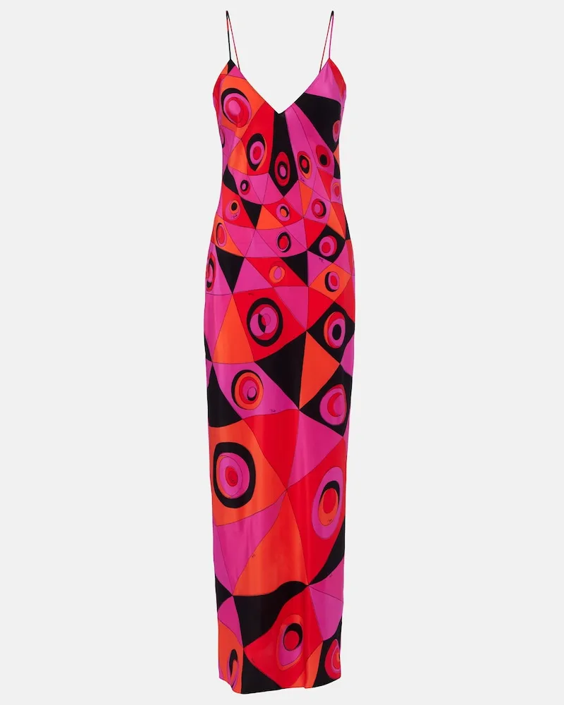 Emilio Pucci Robe Occhi aus Seiden-Twill Violett
