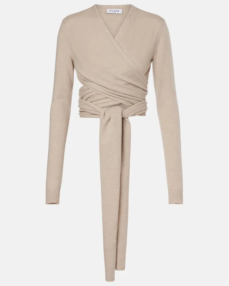 Alaïa Alaïa Wickeltop aus einem Kaschmirgemisch Beige